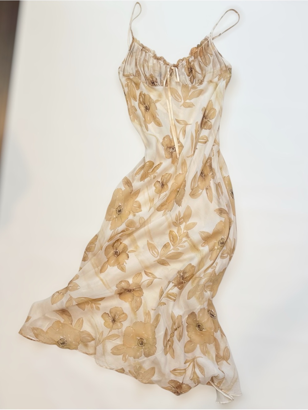 Vintage 100% Silk Chiffon Ivory Floral Lingerie Collection Maxi Gown Slip Dress - Picture 4 of 8
